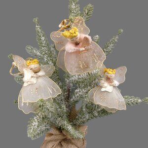 3 Delta Novelty Tulle Spun Cotton Angel Ornaments, Vtg Christmas Bundle Lot